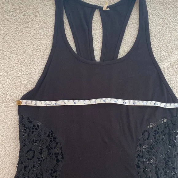 Rip Curl maxi dress black with side waist crochet cut outs L - Picture 10 of 12